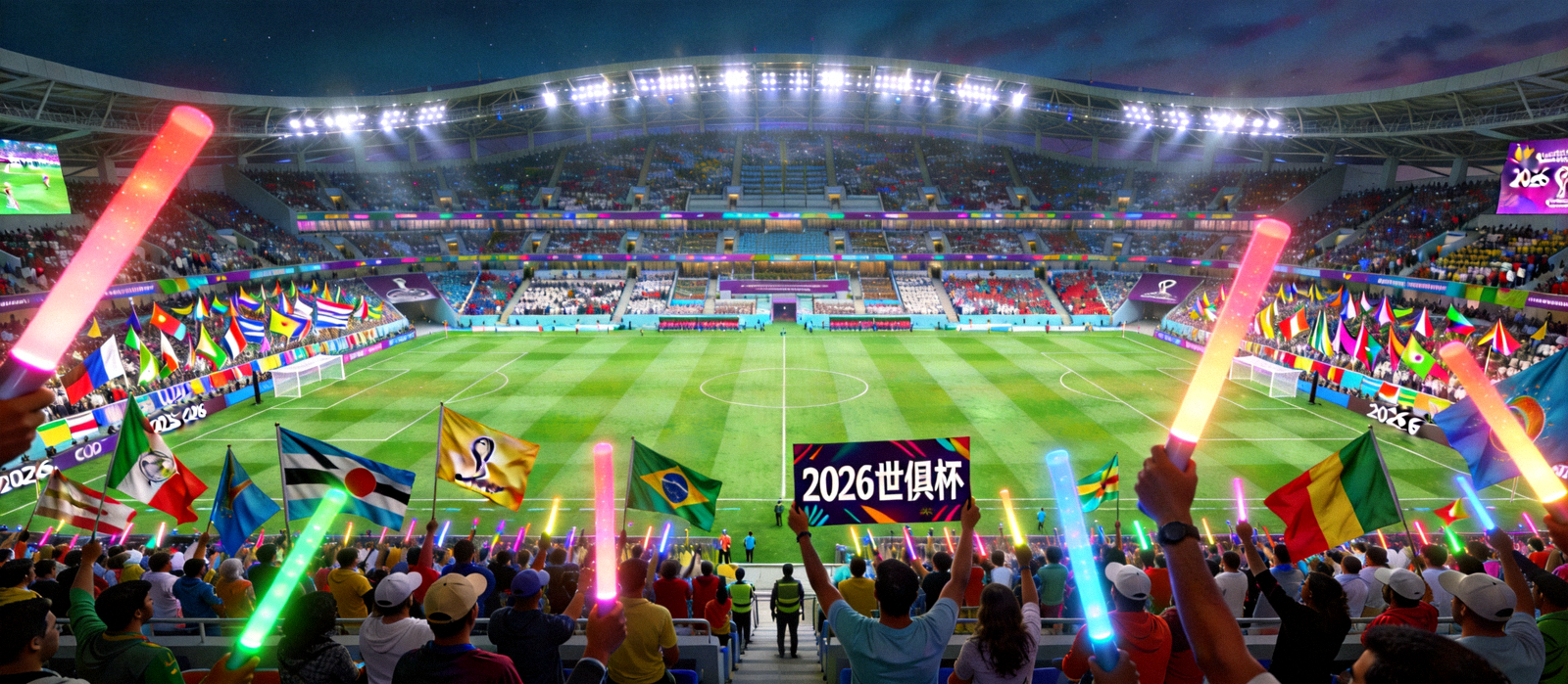 2026世俱杯决赛阶段球场全景与看台球迷热烈助威的高清照片